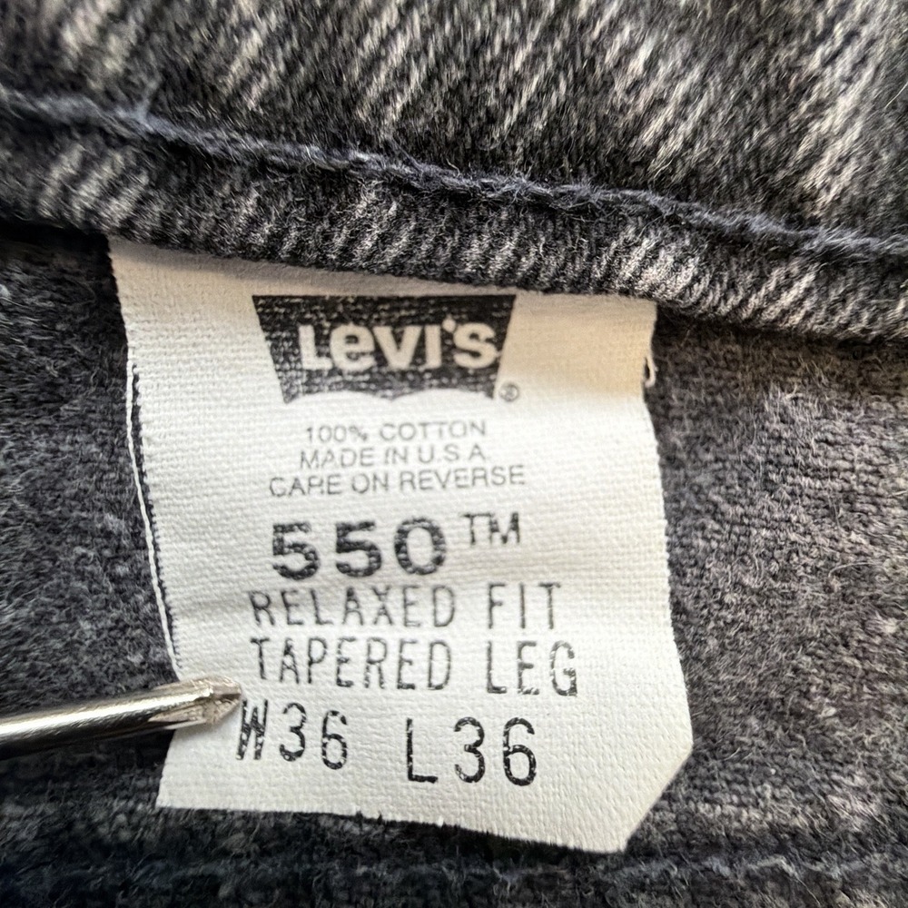 Vintage Levi's 550 Orange Tab Jeans Mens 36x36 Black USA Made Relaxed Fit - Picture 8 of 14